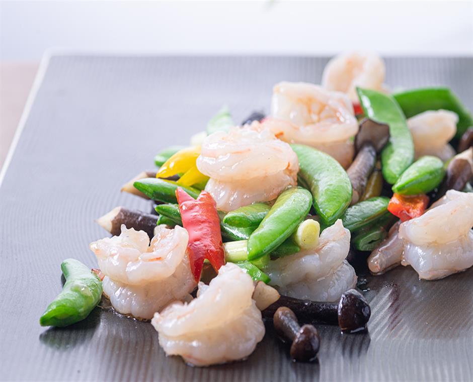 鸡枞菌蜜豆爆虾仁